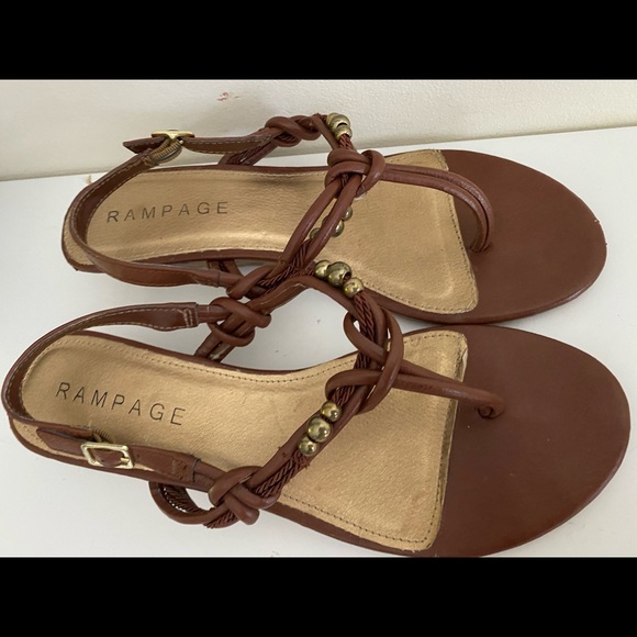 Rampage Cairo Brown Open Toe Wedge Sandals Sz 10 - Picture 8 of 11